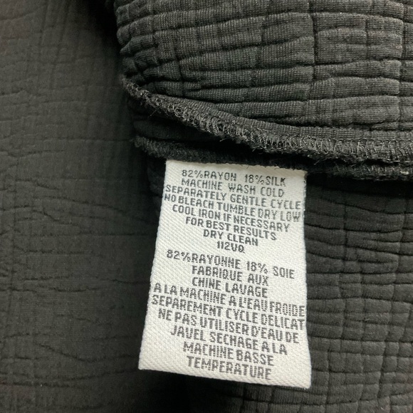 Eileen Fisher Black Rayon-Silk Textured Open Front Cardigan Size XL Minimalist - Picture 7 of 7